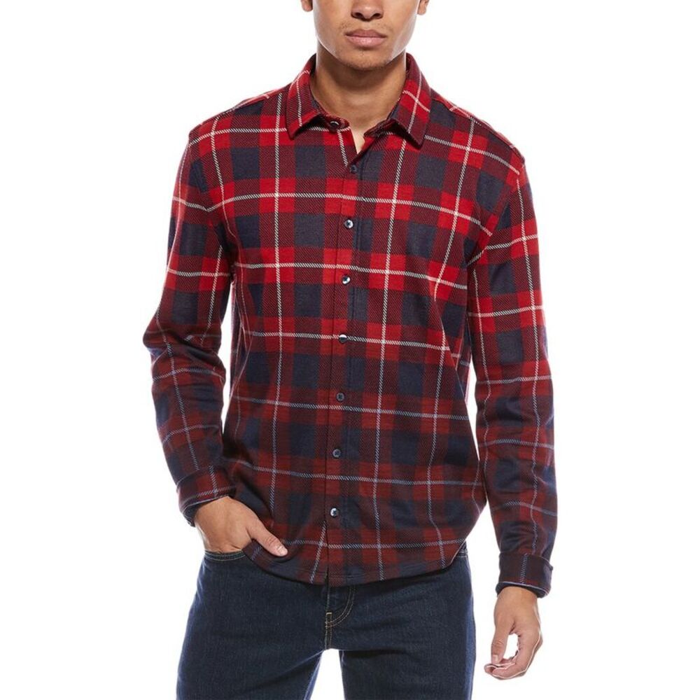 Stone Rose Mens  Jacquard Knit Check Shirt, Orange